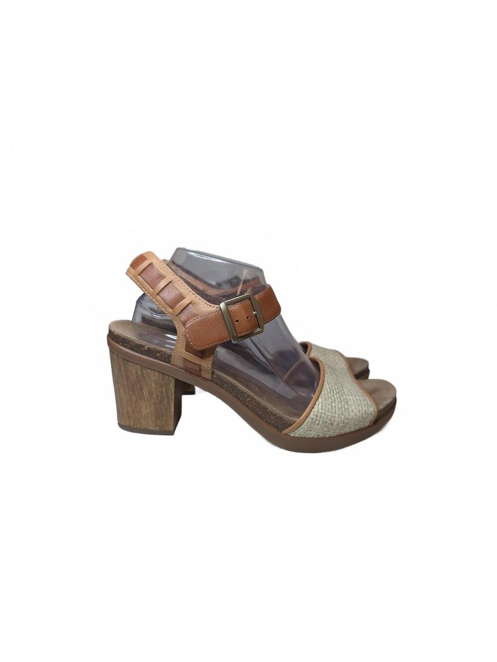 Dansko Brown Raffia and Leather Block Heel Sandals  Women's Size‎ 42